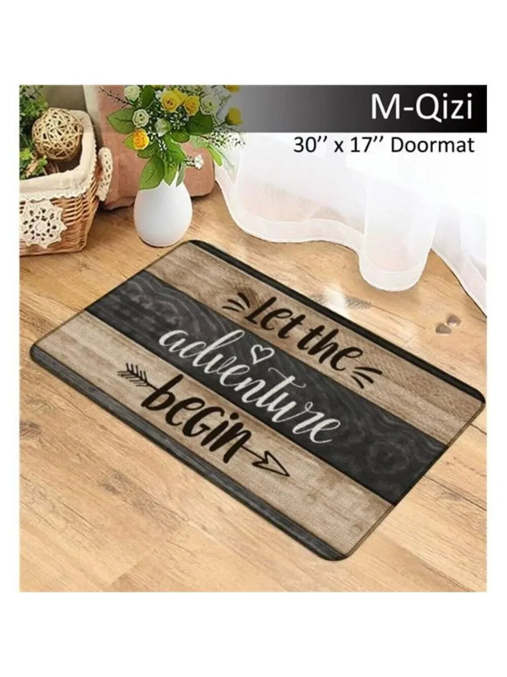 Camper Decor Set Door Mat 30x17 with 2 Pillow Covers 18x18 RV Adventure Begin